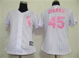 MLB%20Women%20Jerseys%20Chicago%20White%20Sox%2045%20Jordan%20White(Pink%20strip)