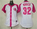 MLB%20Cincinnati%20Reds%2032%20Bruce%20Womens%20Pink%20Splash%20Fashion%20Jersey