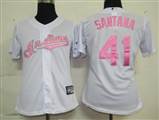 MLB%20Women%20Jerseys%20Cleveland%20Indians%2041%20Santana%20White