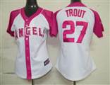 MLB%20Los%20Angeles%20Angels%2027%20Trout%20Womens%20Pink%20Splash%20Fashion%20Jersey