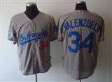 MLB%20Jerseys%20Los%20Angeles%20Dodgers%2034%20Valenzuela%20Grey