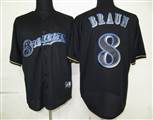 MLB%20Milwaukee%20Brewers%208%20Braun%20Black%20Fashion%20Jerseys
