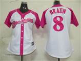 MLB%20Milwaukee%20Brewers%208%20Braun%20Womens%20Pink%20Splash%20Fashion%20Jersey
