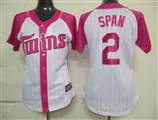 MLB%20Minnesota%20Twins%202%20Span%20Womens%20Pink%20Splash%20Fashion%20Jersey