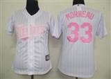 MLB%20Women%20Jerseys%20Minnesota%20Twins%2033%20Morneau%20White%20(Pink%20strip)