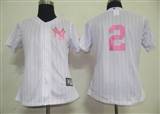 MLB%20Women%20Jerseys%20New%20York%20Yankees%202%20Derek%20Jeter%20white%20Pink%20strip